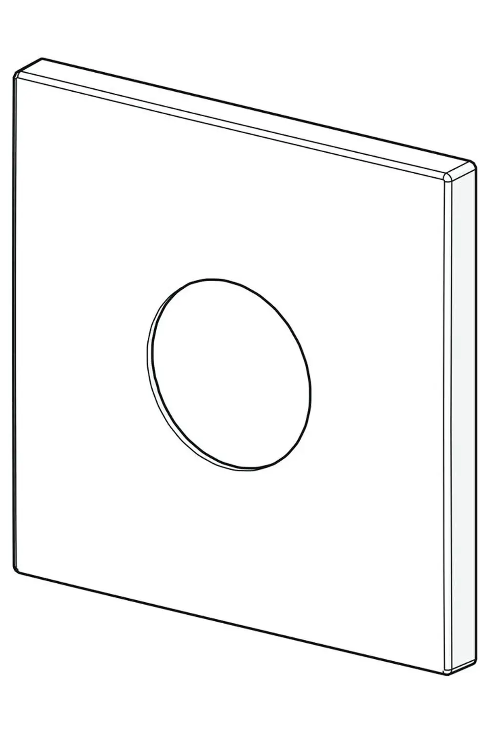 Rosette in quadratischer Form mit kreisförmiger Aussparung, geeignet für HANSA-Produkte. Schlichtes Design ohne weitere Verzierung.
